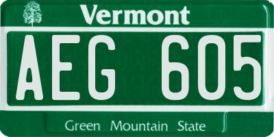 VT license plate AEG605
