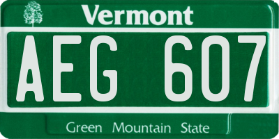 VT license plate AEG607