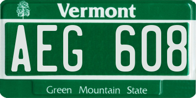 VT license plate AEG608