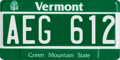 VT license plate AEG612