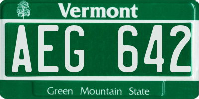 VT license plate AEG642