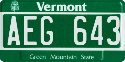 VT license plate AEG643