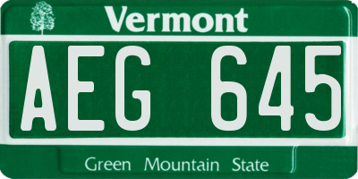 VT license plate AEG645