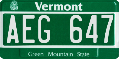 VT license plate AEG647