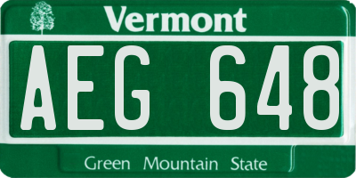 VT license plate AEG648