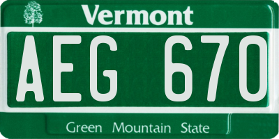 VT license plate AEG670