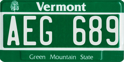 VT license plate AEG689