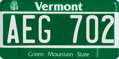 VT license plate AEG702