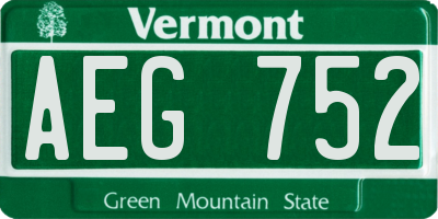 VT license plate AEG752