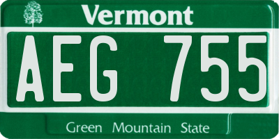 VT license plate AEG755