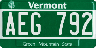 VT license plate AEG792