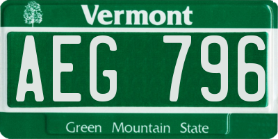 VT license plate AEG796