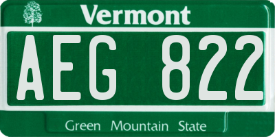 VT license plate AEG822