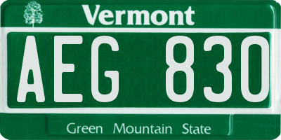 VT license plate AEG830