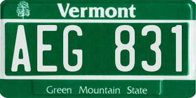 VT license plate AEG831