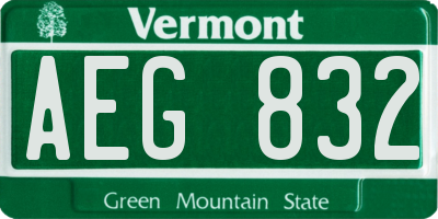 VT license plate AEG832