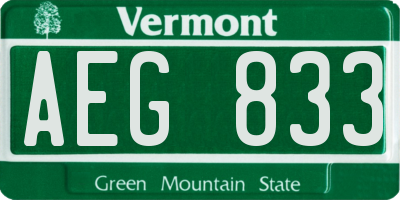 VT license plate AEG833