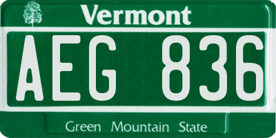 VT license plate AEG836