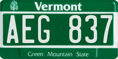 VT license plate AEG837