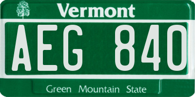VT license plate AEG840