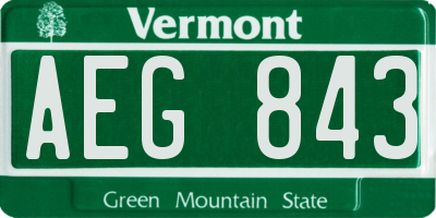 VT license plate AEG843