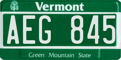 VT license plate AEG845
