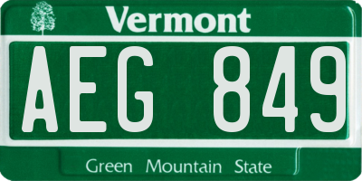 VT license plate AEG849