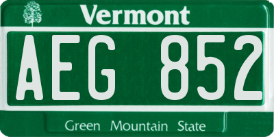 VT license plate AEG852