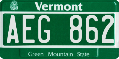 VT license plate AEG862