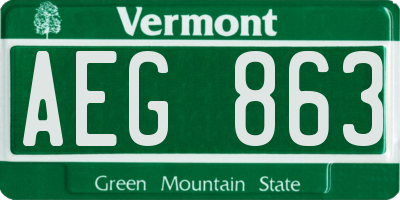 VT license plate AEG863