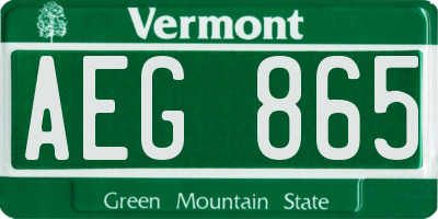 VT license plate AEG865
