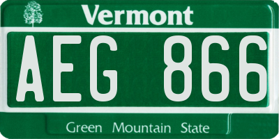 VT license plate AEG866