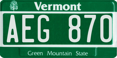 VT license plate AEG870