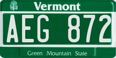VT license plate AEG872