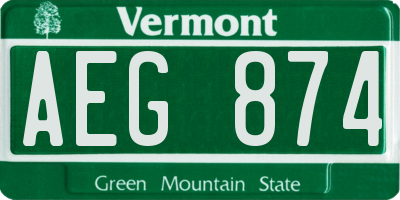 VT license plate AEG874