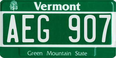 VT license plate AEG907