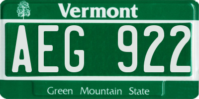 VT license plate AEG922