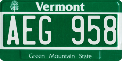 VT license plate AEG958