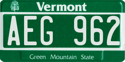 VT license plate AEG962