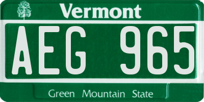 VT license plate AEG965