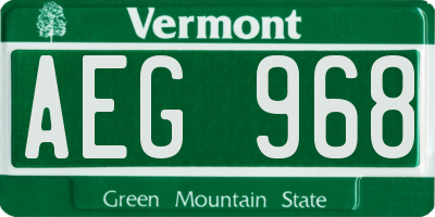 VT license plate AEG968