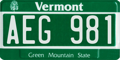 VT license plate AEG981