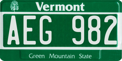 VT license plate AEG982