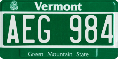 VT license plate AEG984