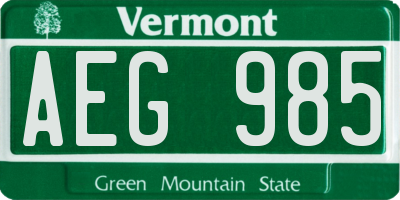 VT license plate AEG985