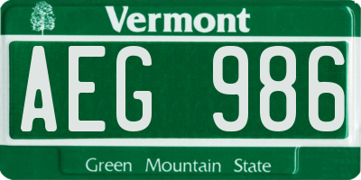 VT license plate AEG986
