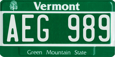 VT license plate AEG989