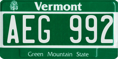 VT license plate AEG992