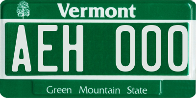VT license plate AEH000