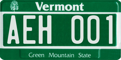 VT license plate AEH001